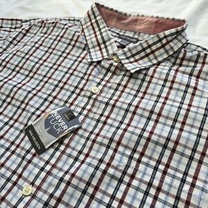 Van Heusen XXL Never Tuck Short Sleeve Plaid Button Down Shirt NWT